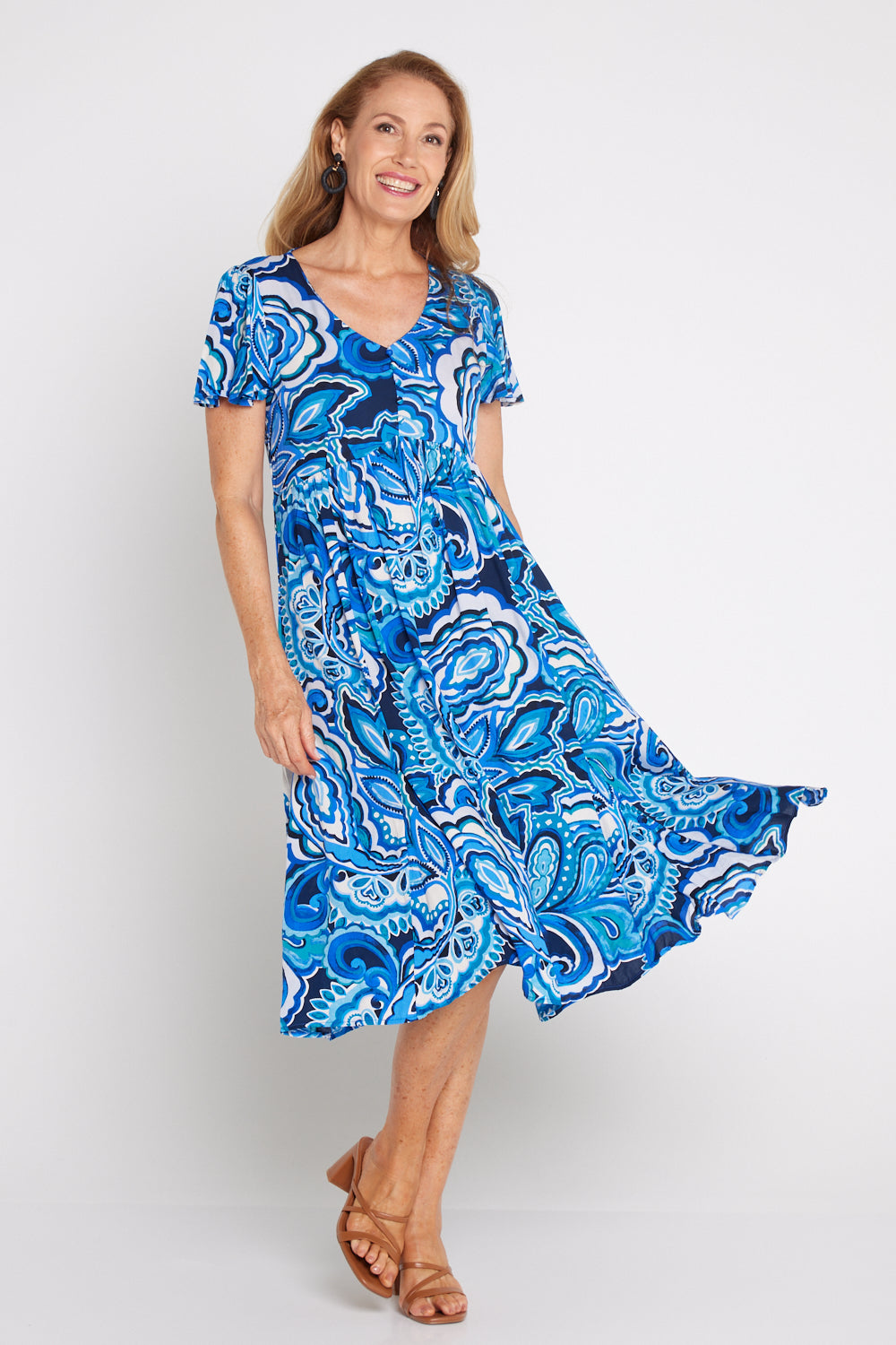 Brighton Dress - Ocean Paisley