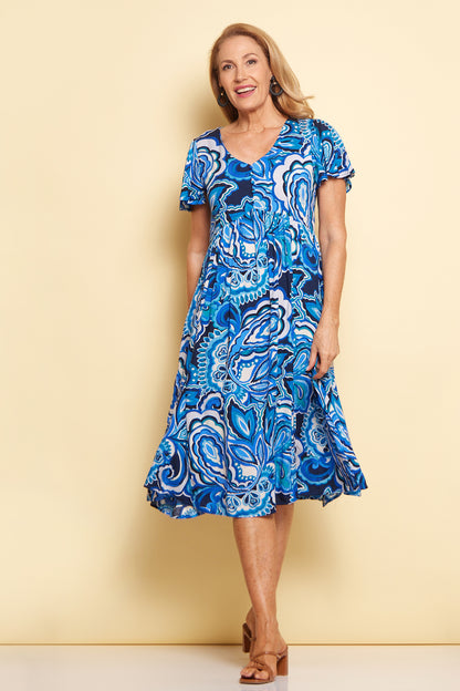 Brighton Dress - Ocean Paisley