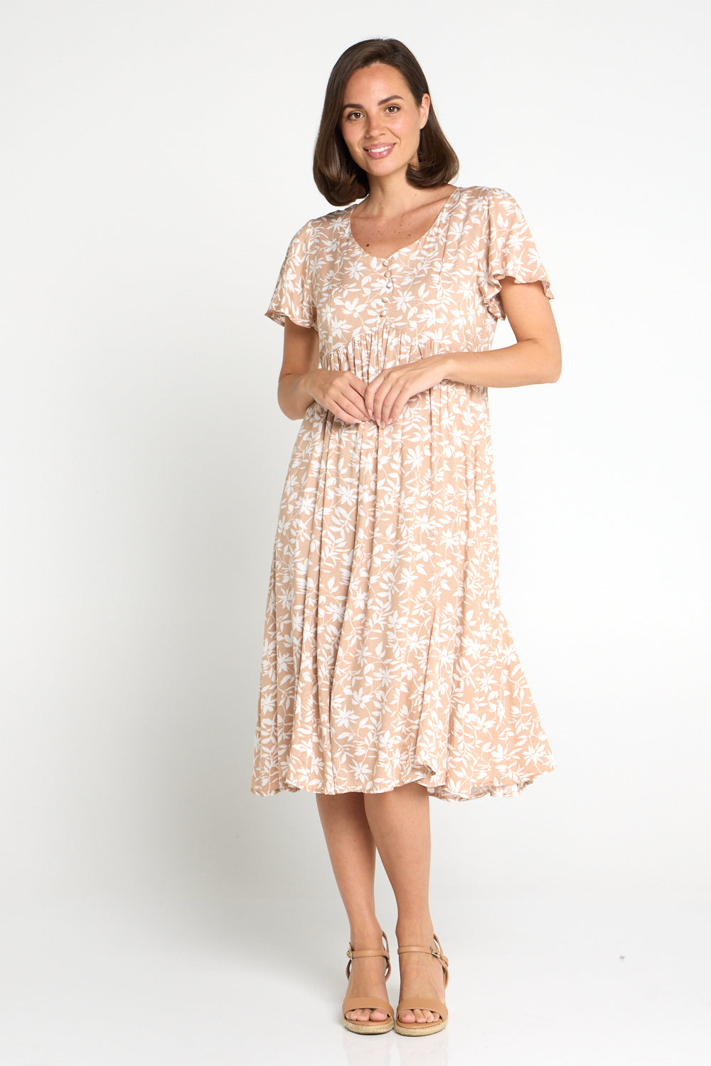 Brighton Dress - Mocha Floral