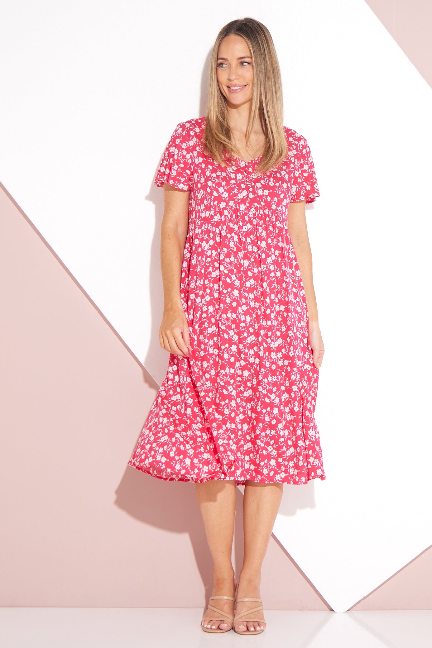 Brighton Dress - Pink Ditsy Floral