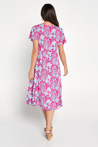 Brighton Dress - Hot Pink Jacobean