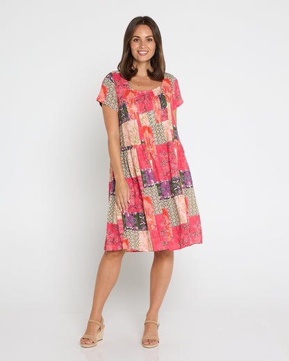 Emery Cotton Dress - Wildberry Patchwork