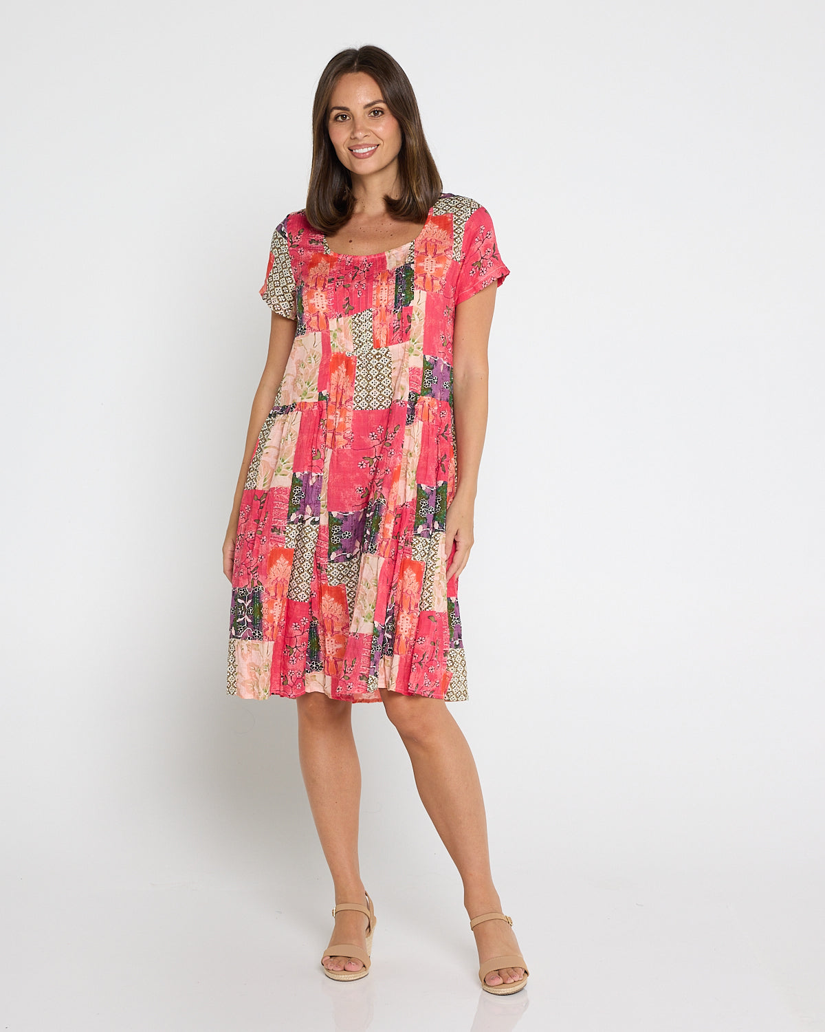 Emery Cotton Dress - Wildberry Patchwork