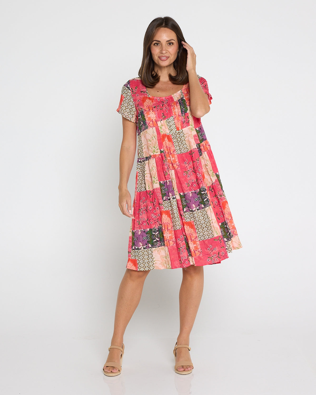 Emery Cotton Dress - Wildberry Patchwork