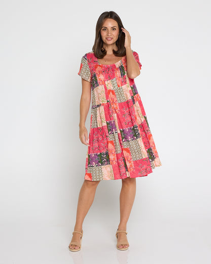 Emery Cotton Dress - Wildberry Patchwork