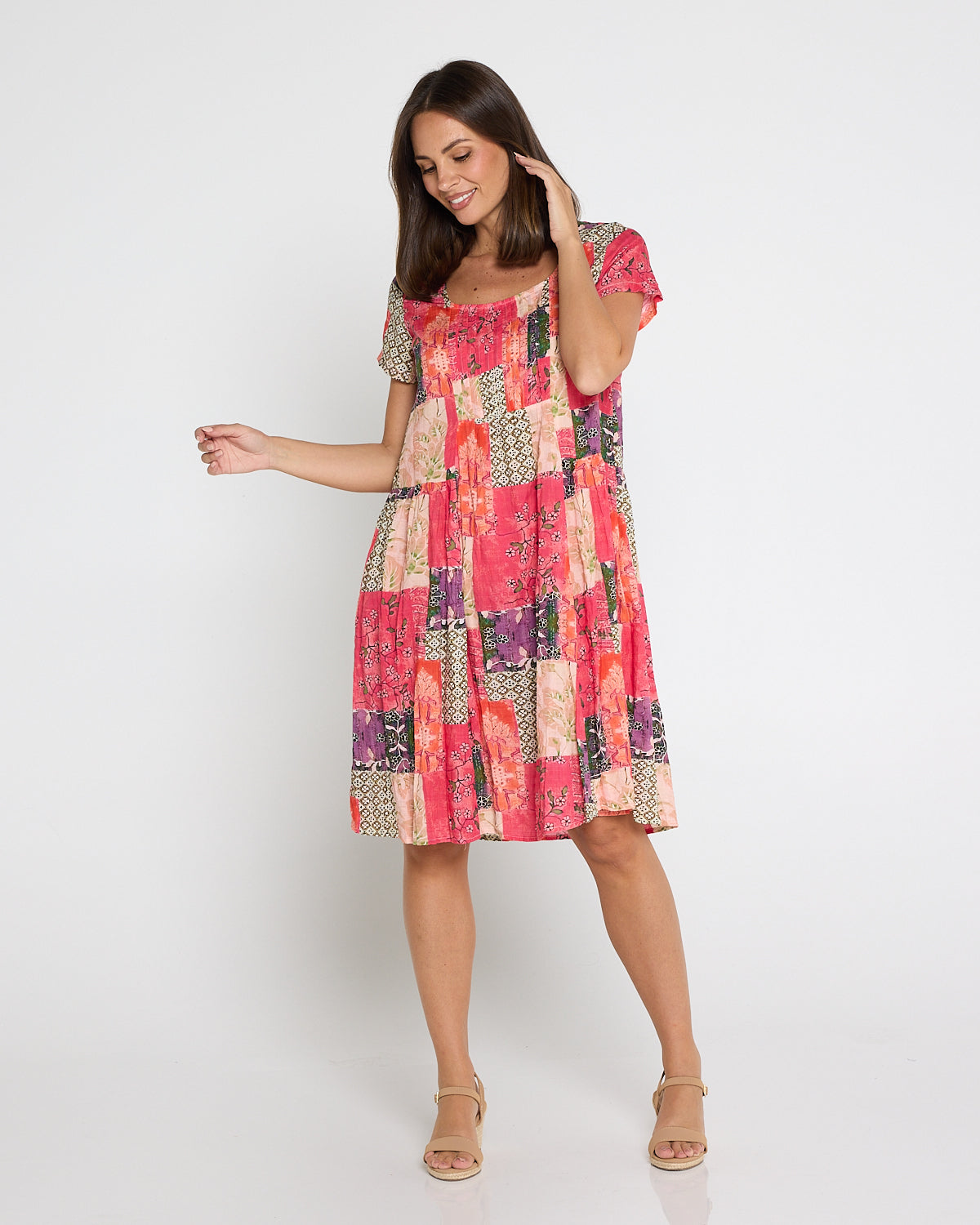 Emery Cotton Dress - Wildberry Patchwork