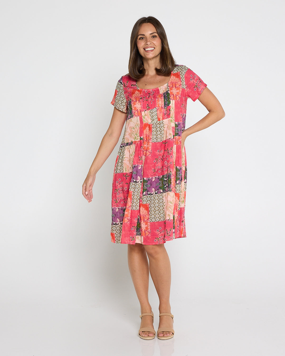 Emery Cotton Dress - Wildberry Patchwork