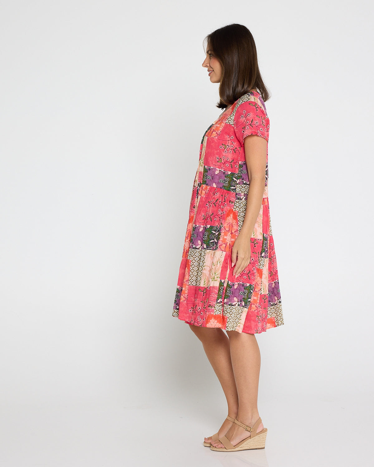 Emery Cotton Dress - Wildberry Patchwork