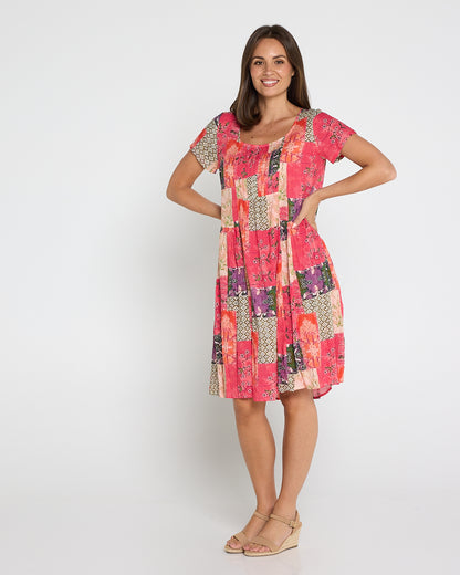 Emery Cotton Dress - Wildberry Patchwork