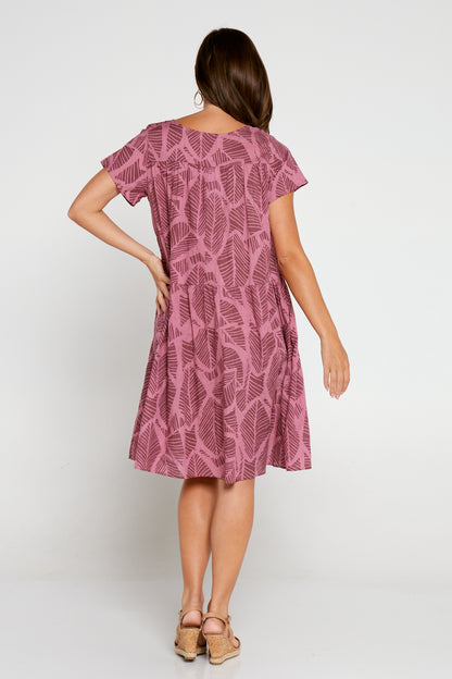 Emery Cotton Dress - Dusty Pink Tropical
