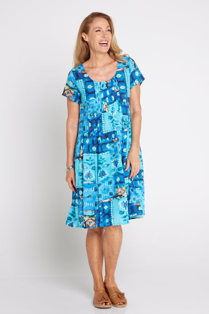 Emery Dress - Blue Collage