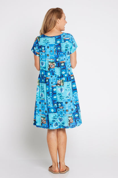 Emery Dress - Blue Collage