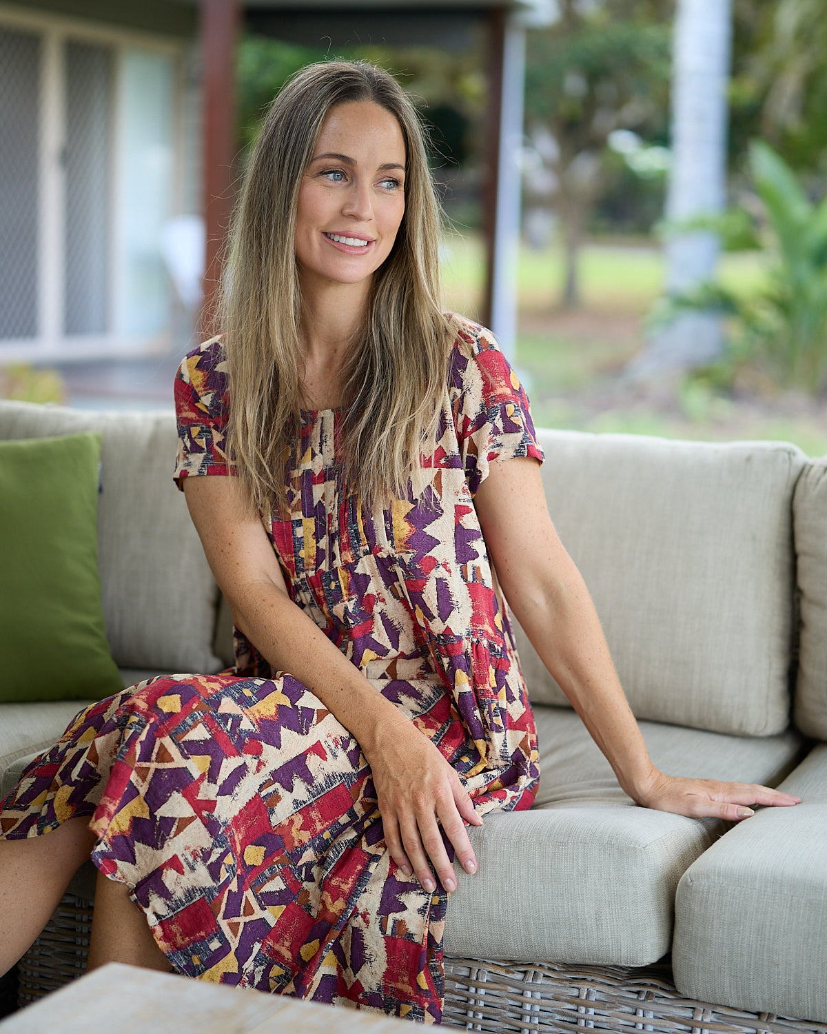 Emery Cotton Dress - Sundown Geo