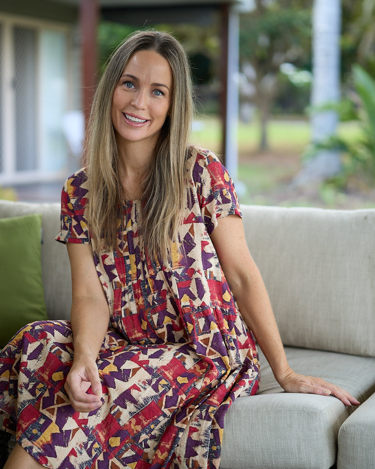 Emery Cotton Dress - Sundown Geo