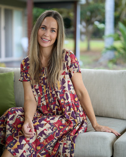 Emery Cotton Dress - Sundown Geo