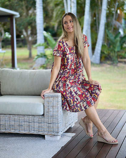 Emery Cotton Dress - Sundown Geo