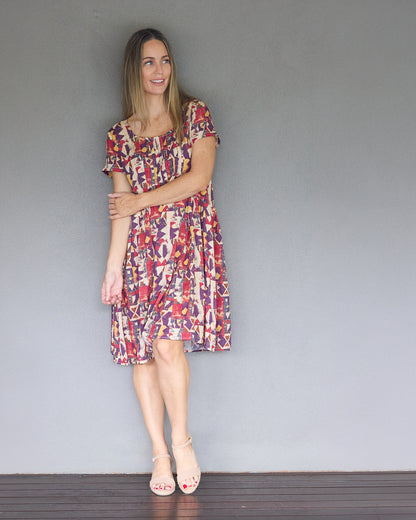 Emery Cotton Dress - Sundown Geo