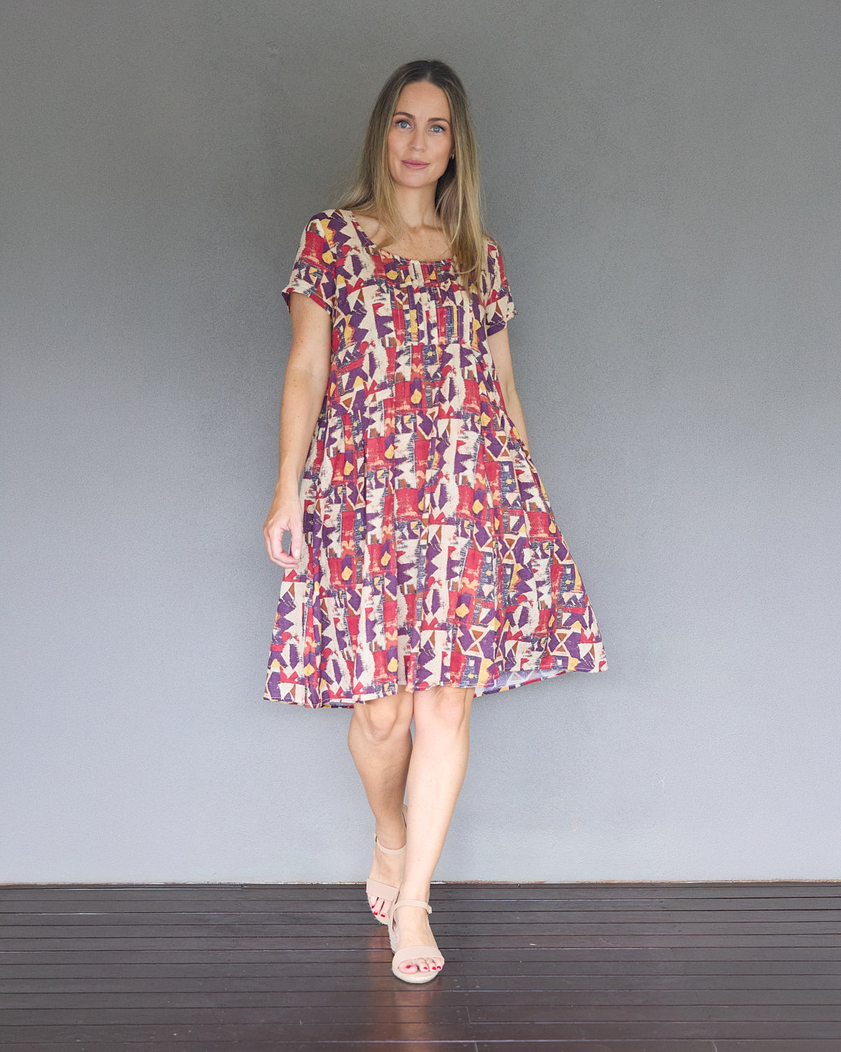 Emery Cotton Dress - Sundown Geo