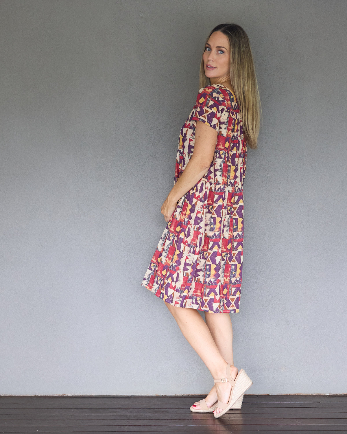 Emery Cotton Dress - Sundown Geo