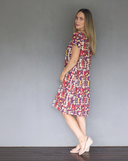 Emery Cotton Dress - Sundown Geo