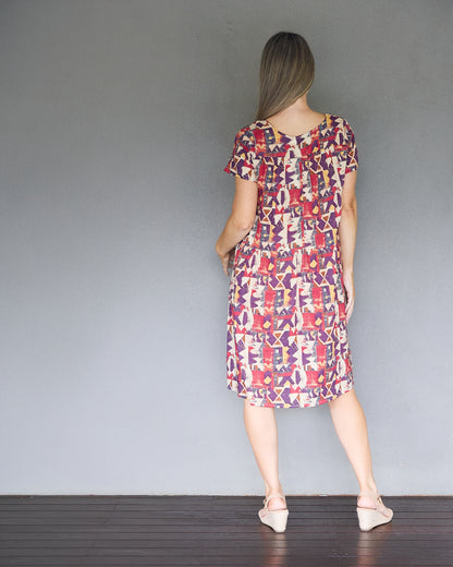 Emery Cotton Dress - Sundown Geo