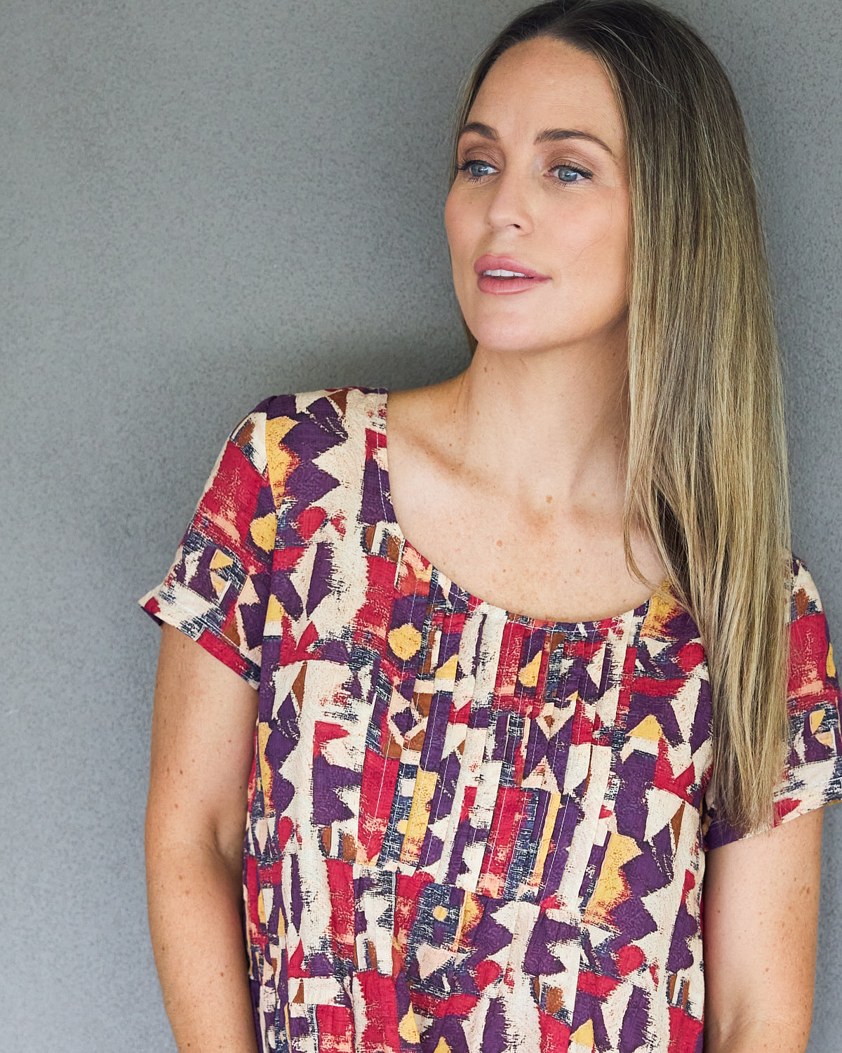 Emery Cotton Dress - Sundown Geo