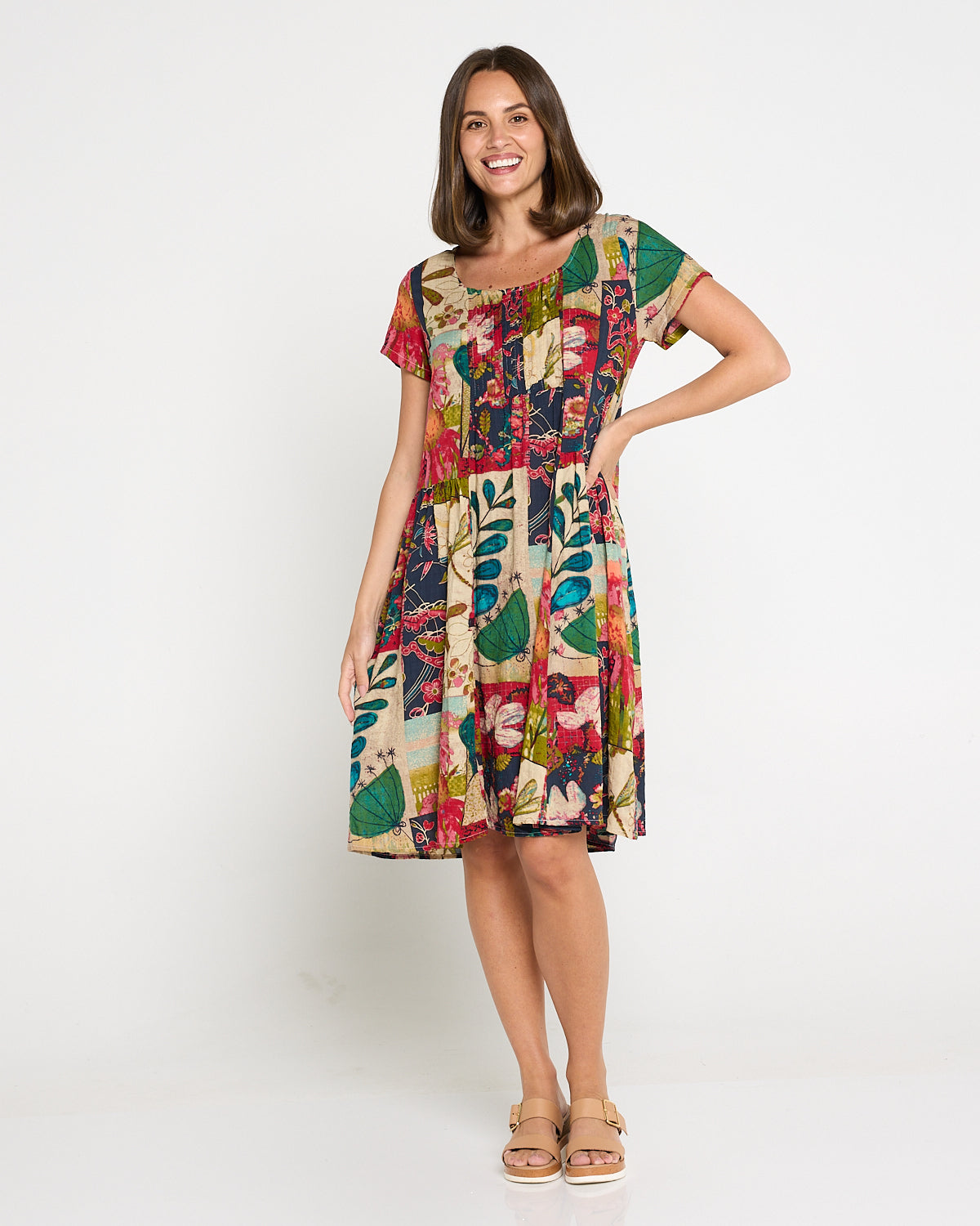 chinese dress ladies Cotton Linen V Neck Casual Summer Dress Vintage Solid Boho 3/4 Sleeve Knee  Length Shift Dress for Elderly Women 2024 at Amazon Women's Clothing store main image 0
