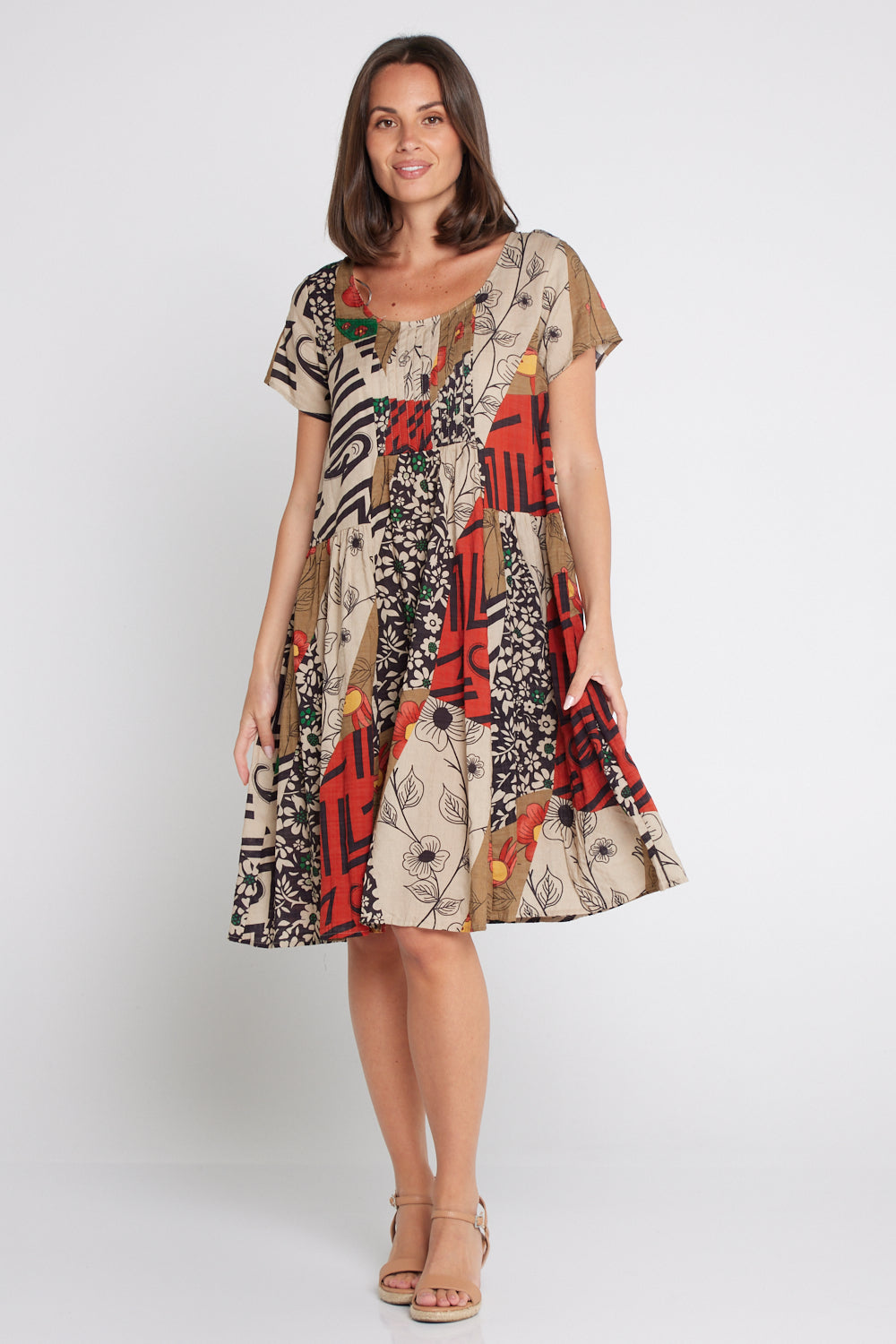 Emery Dress - Khaki Floral