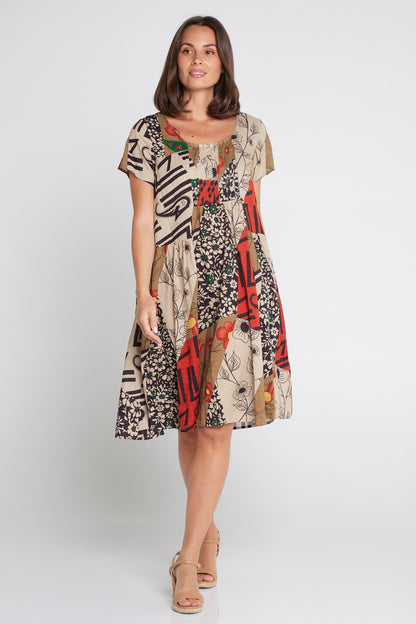 Emery Dress - Khaki Floral