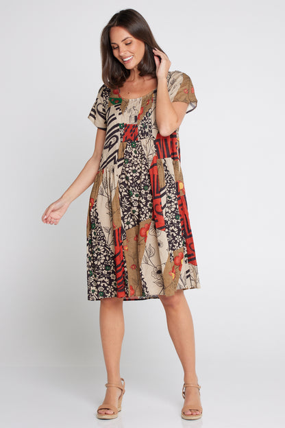 Emery Dress - Khaki Floral