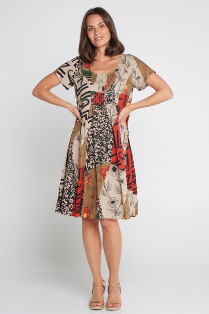 Emery Dress - Khaki Floral