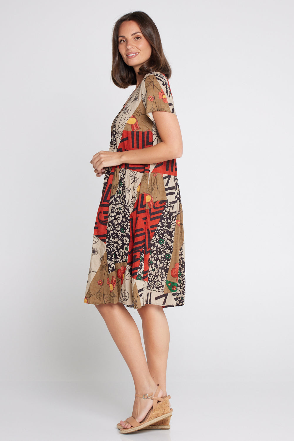 Emery Dress - Khaki Floral