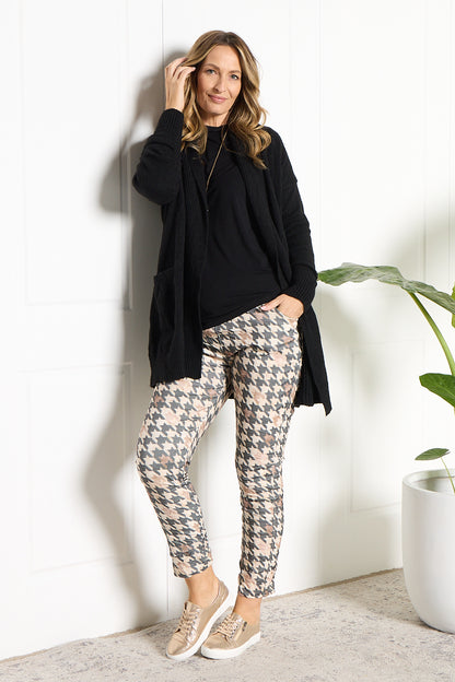 Camella Pants - Black/Brown Houndstooth