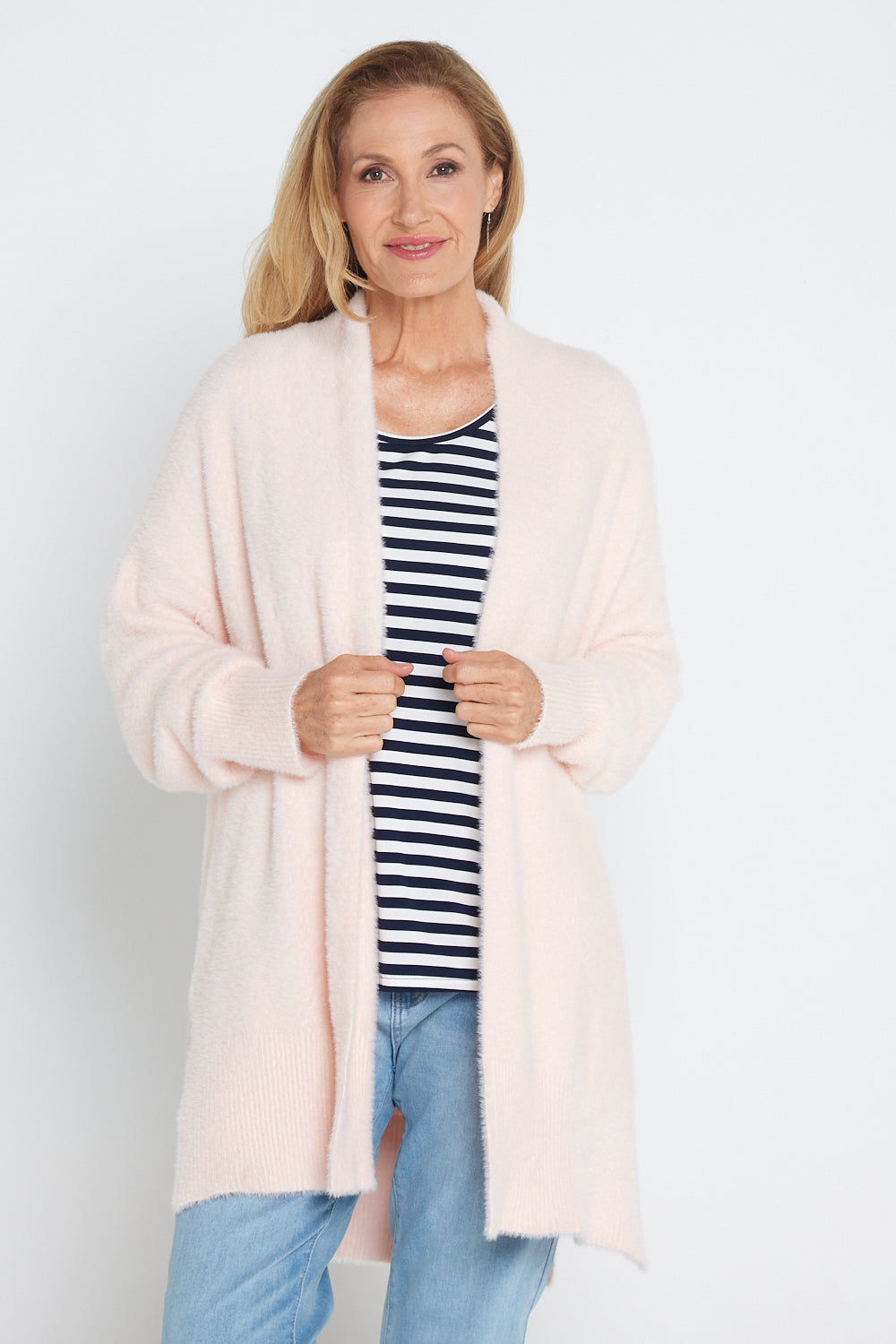 Dawn Fluffy Knit Cardi - Baby Pink