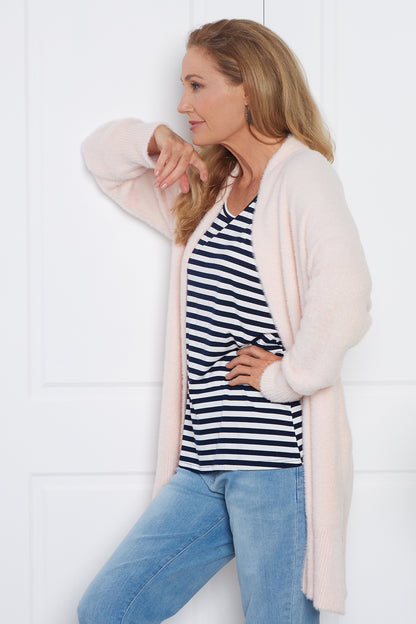 Dawn Fluffy Knit Cardi - Baby Pink