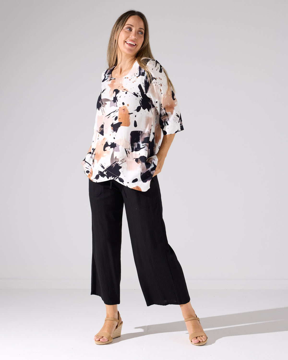 Aiko Linen Pants - Black
