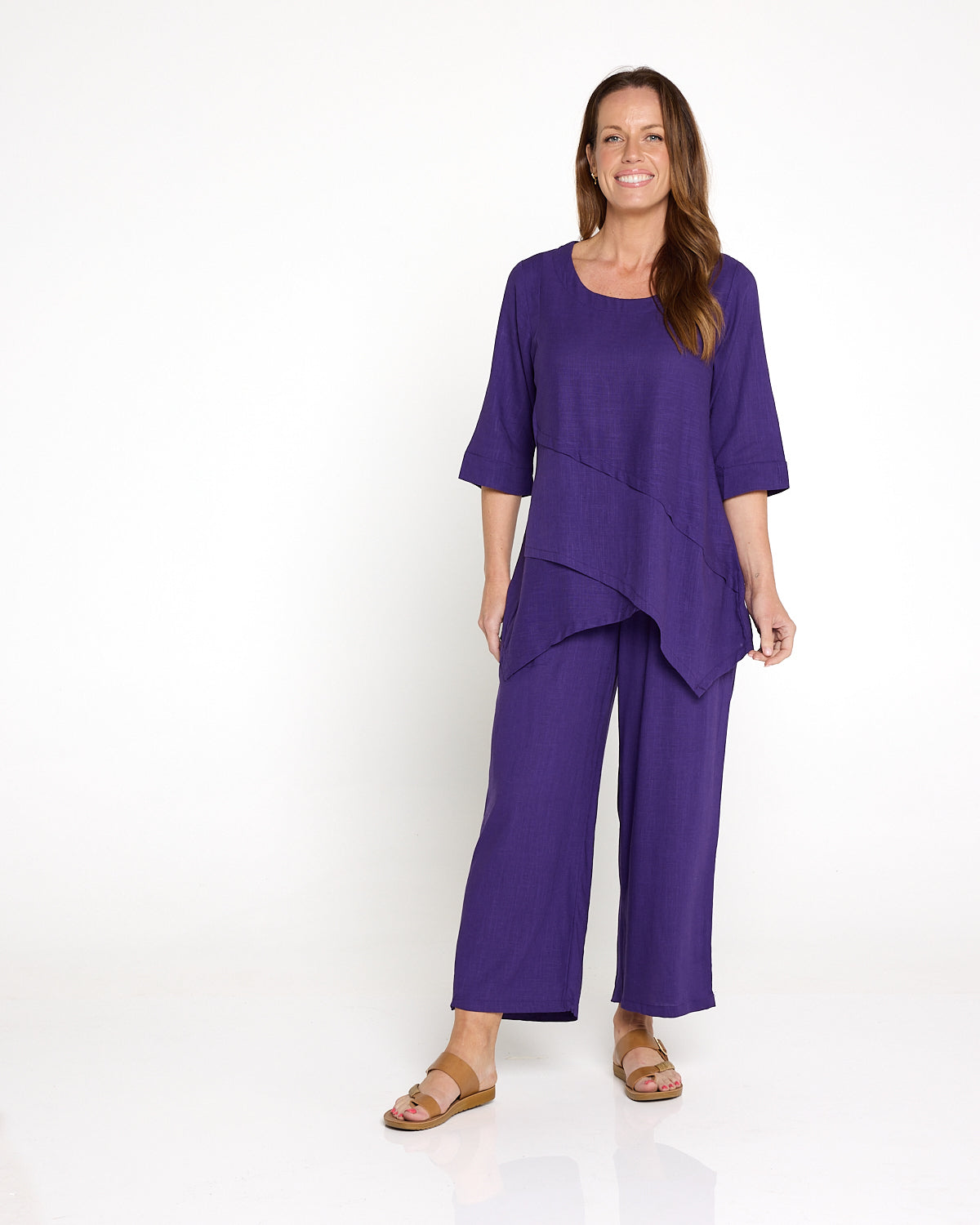 Esther Linen Top - Purple