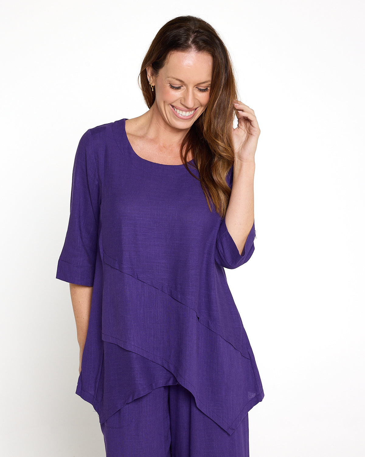 Esther Linen Top - Purple