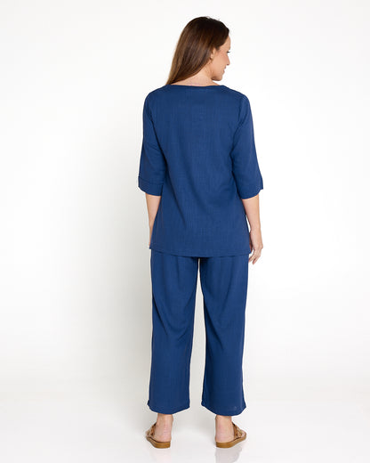 Aiko Linen Pants - Denim Blue