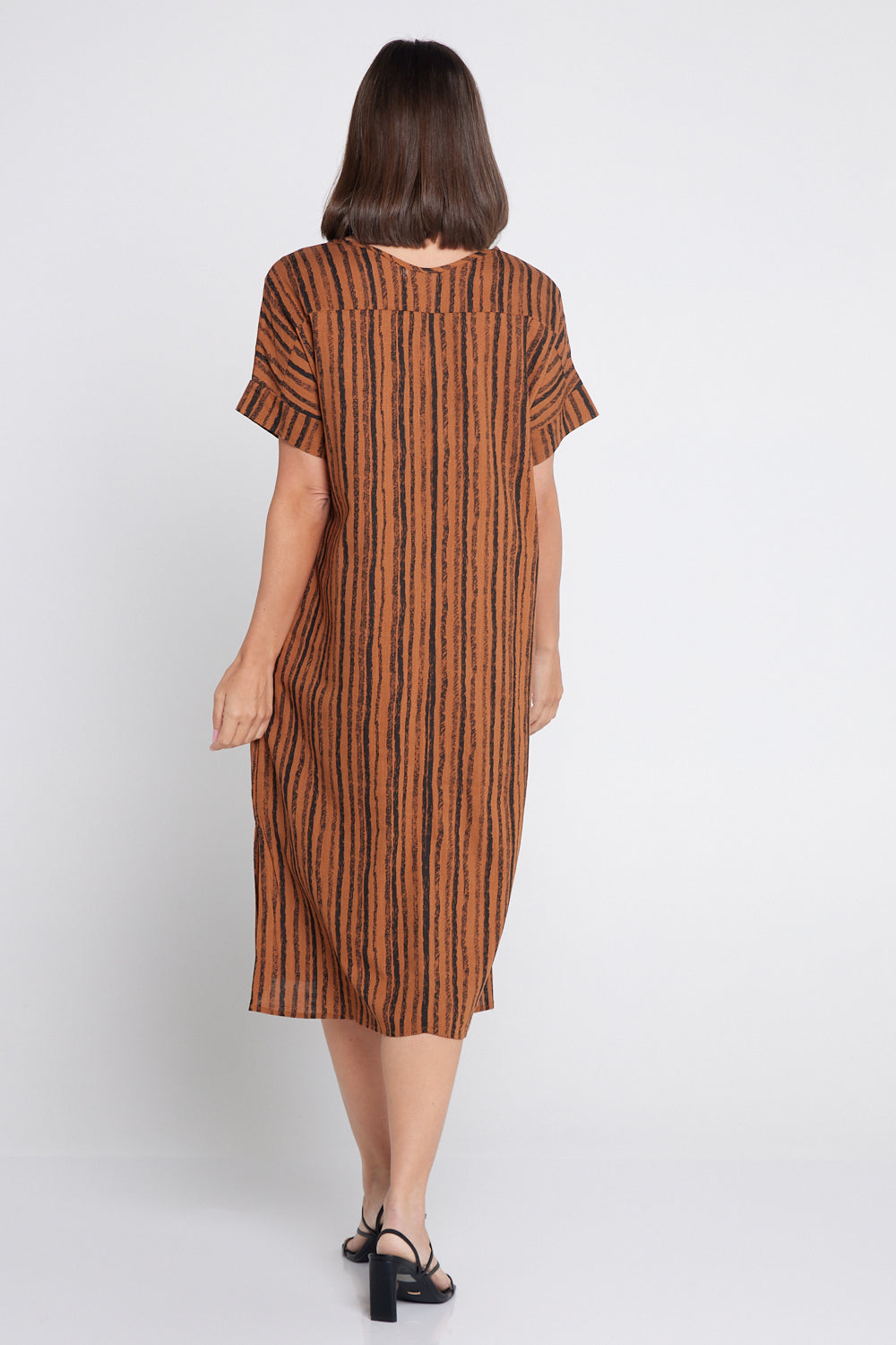 Esiteri Cotton Dress - Tan Stripe