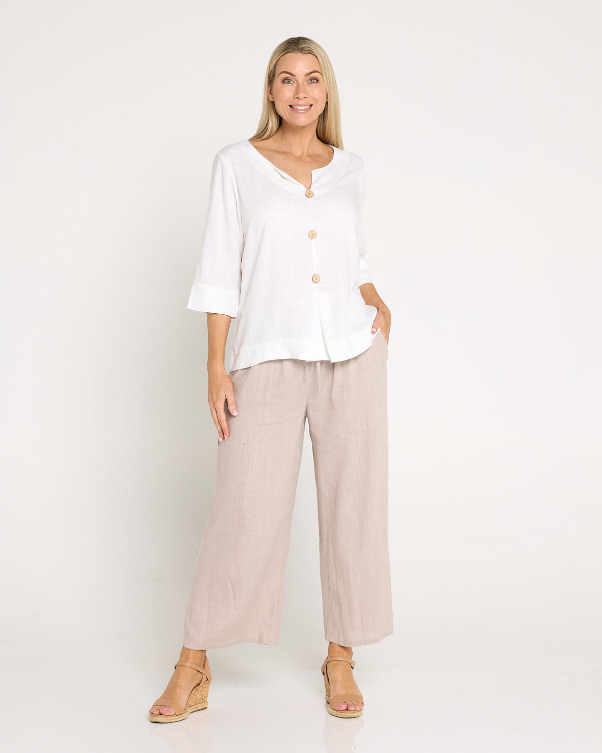 Aiko Linen Pants - Taupe