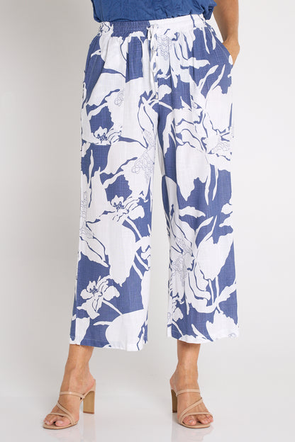 Aiko Linen Pants - Blue/White