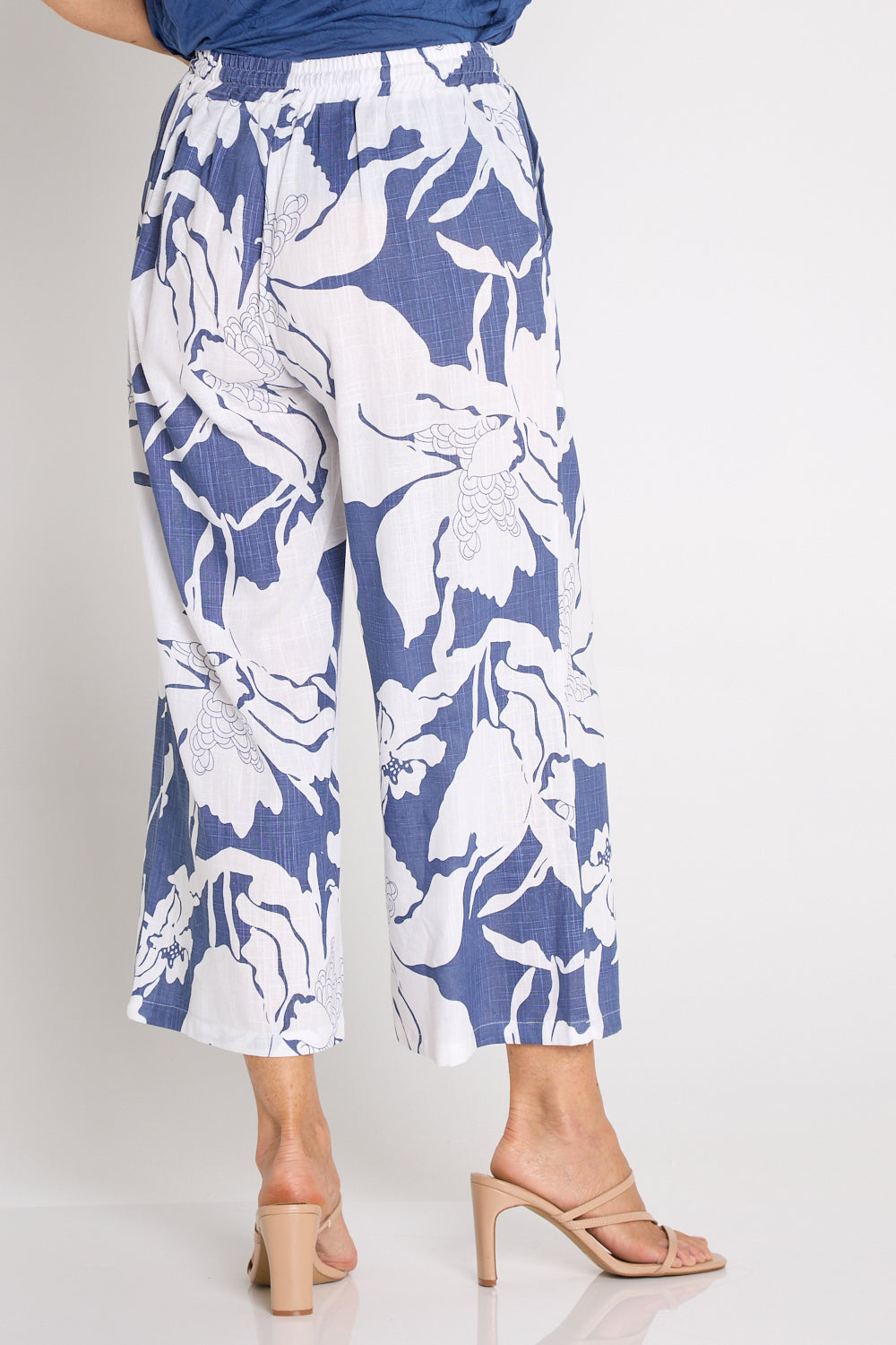 Aiko Linen Pants - Blue/White