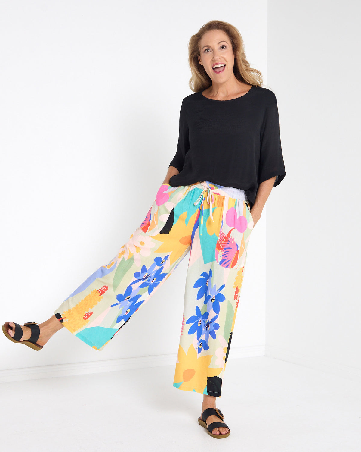 Aiko Linen Cotton Pants - Bright Multi