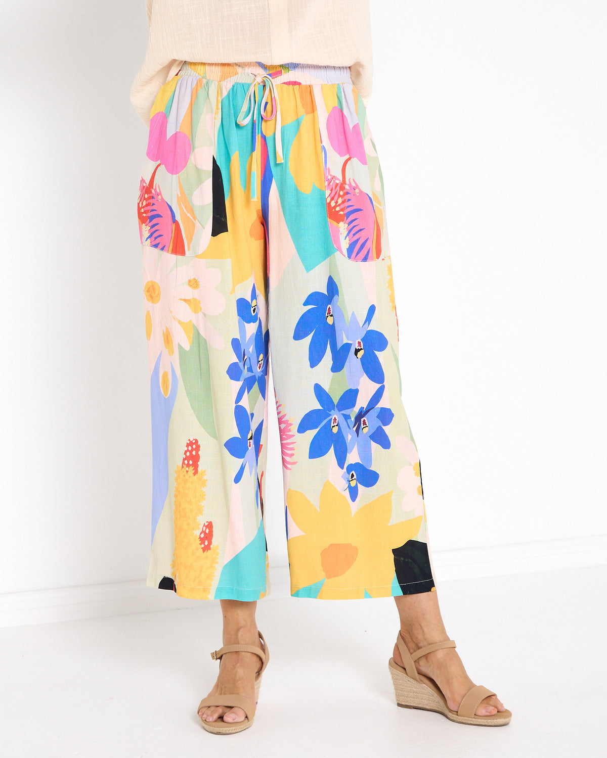 Aiko Linen Cotton Pants - Bright Multi