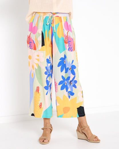 Aiko Linen Cotton Pants - Bright Multi