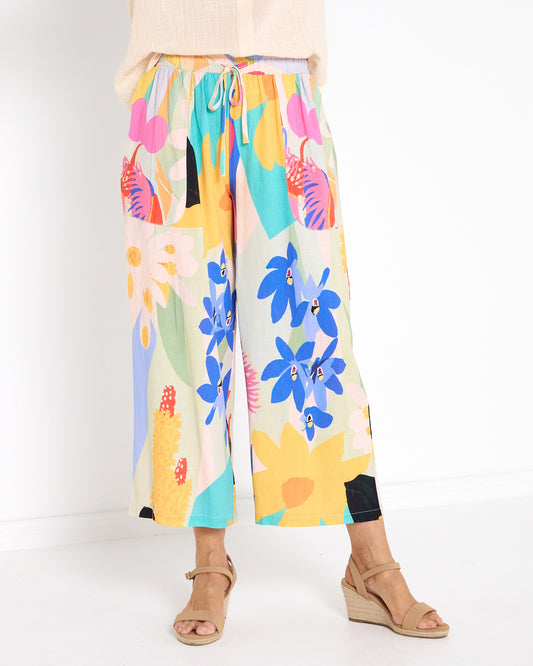 Aiko Linen Cotton Pants - Bright Multi