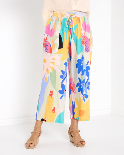 Aiko Linen Cotton Pants - Bright Multi