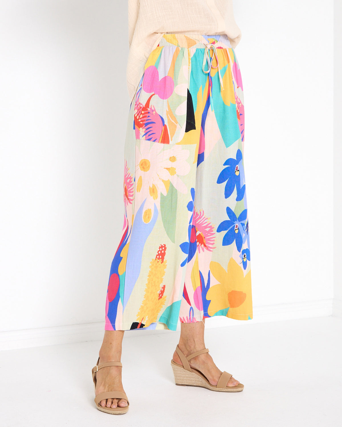 Aiko Linen Cotton Pants - Bright Multi