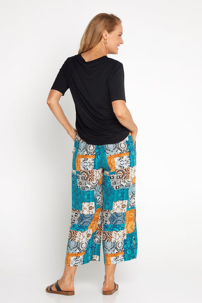 Aiko Lightweight Pants - Aqua/Amber Collage